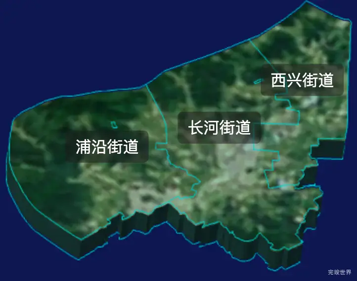 threejs杭州市滨江区geoJson地图3d地图自定义贴图加CSS2D标签